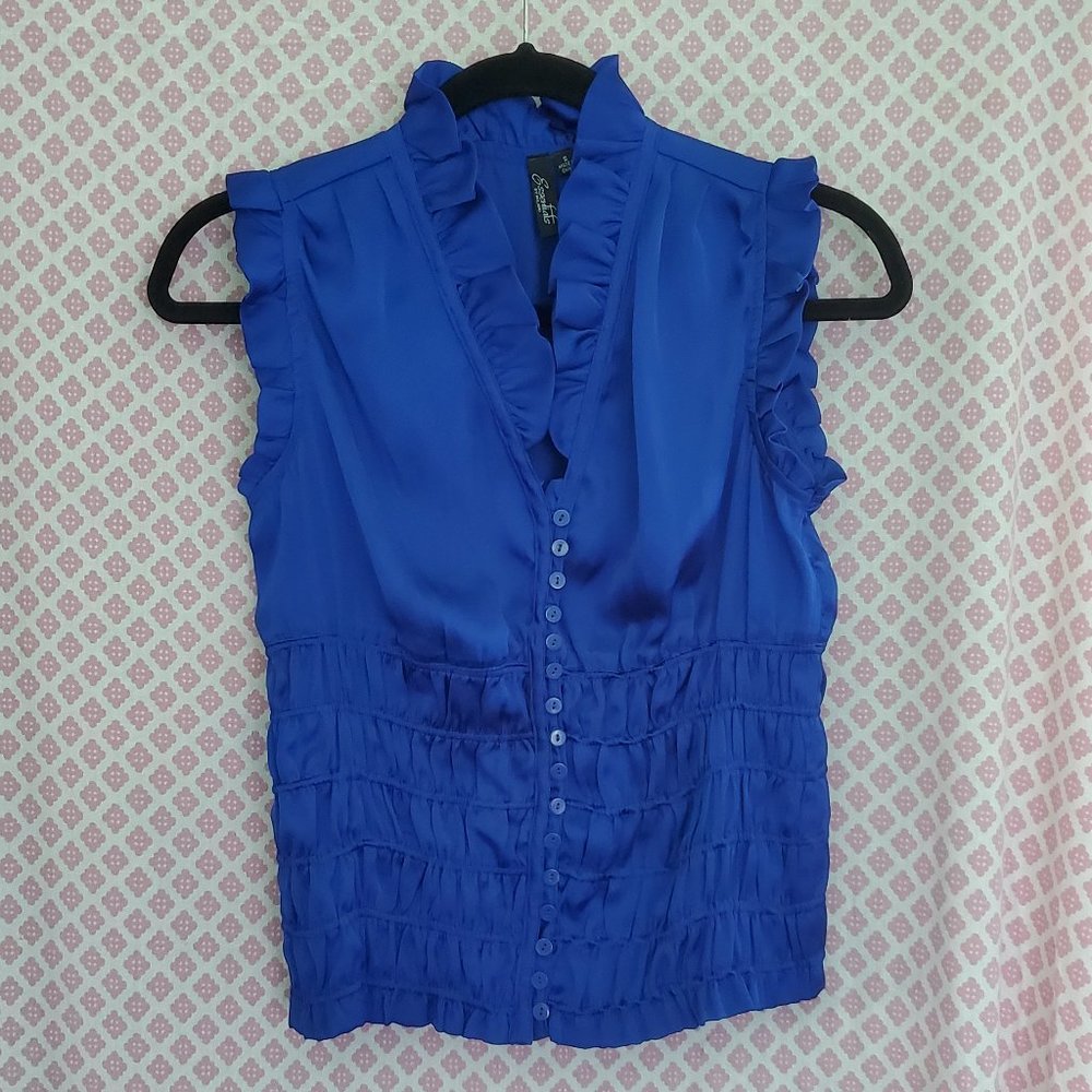 Aristocrat Jewel-toned Sapphire Blue Smocked Blouse
